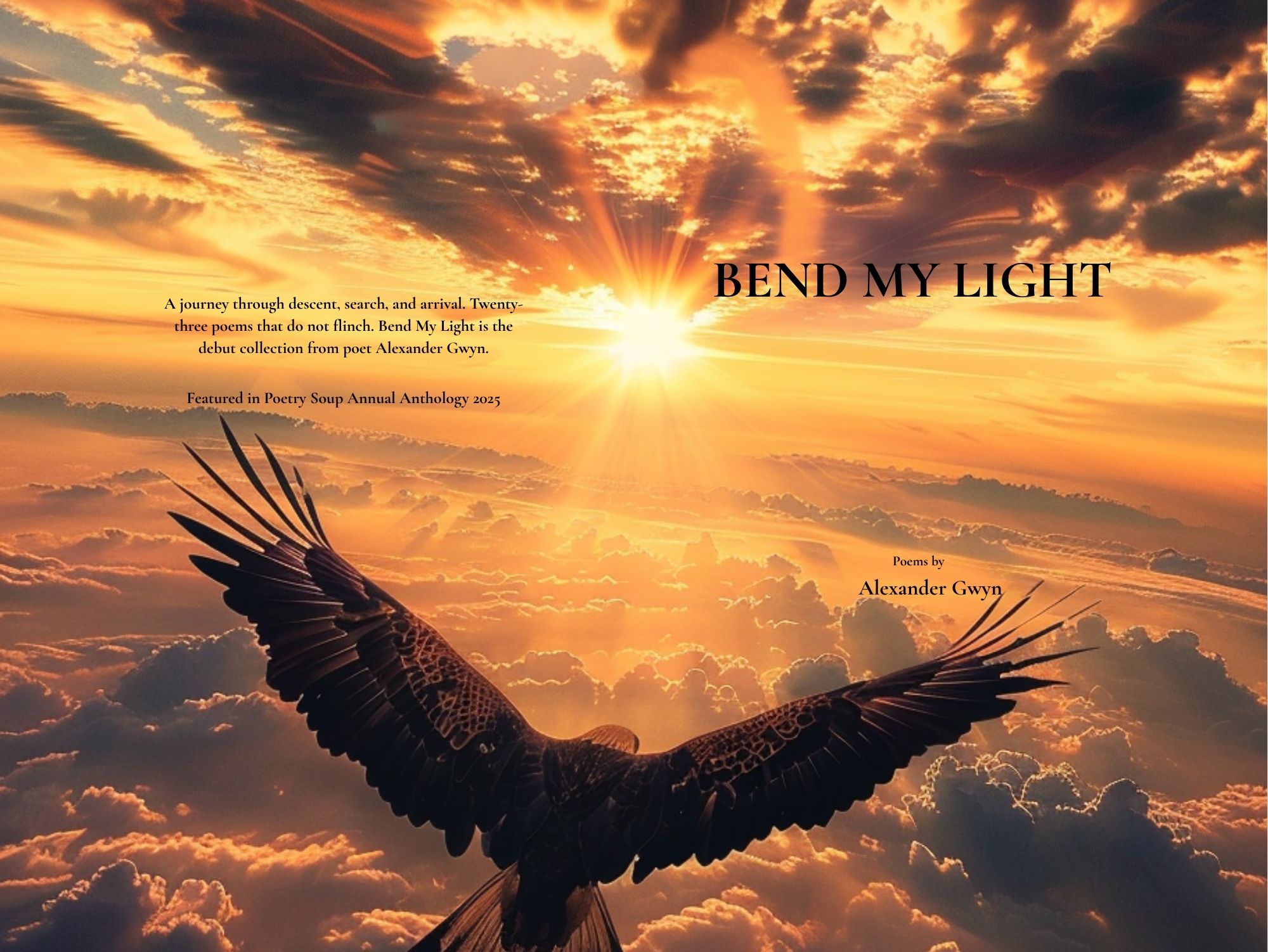 Bend My Light by Alexander Gwyn — An eagle soaring above the clouds